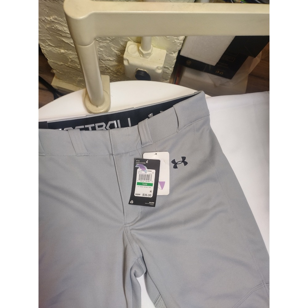 Under Armour Girls Gray Softball Pants Cropped Knicker Youth Large YLG NWT - Picture 6 of 7